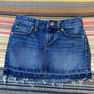 Old Navy Blue Frayed Hem Mini Skirt